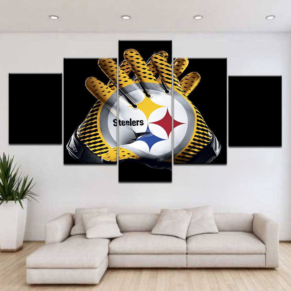 pittsburg steelers Gloves Football - 5 Panel Canva Art wall Decor