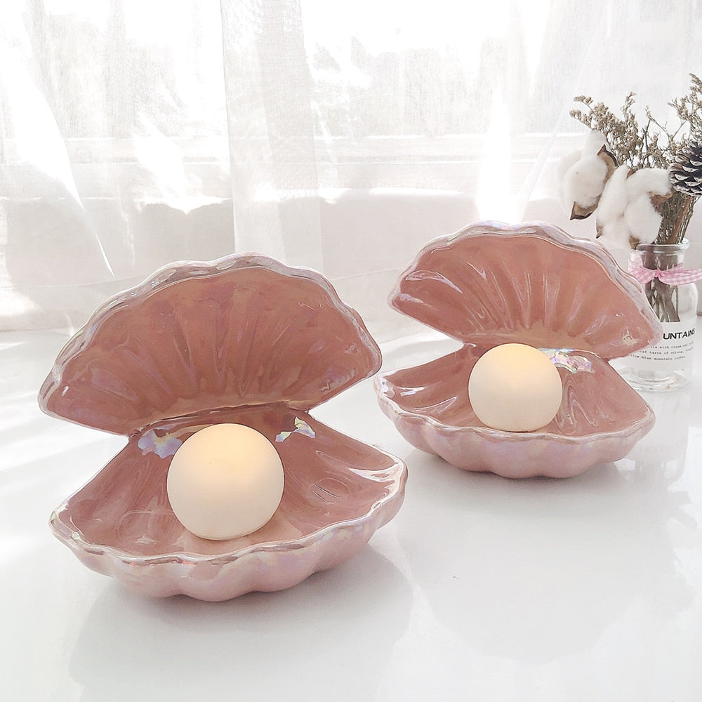 Japanese Style Ceramic Shell Pearl Night Light