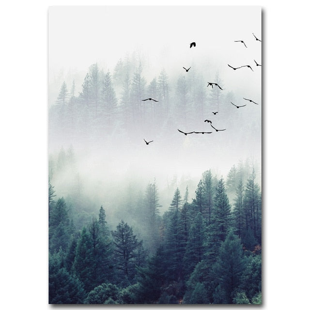 Nordic Forest Landscape Canvas Wall Art