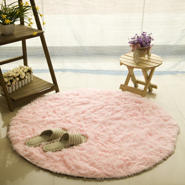  Faux Fur Area Rug  - Fluffy Round Faux Fur Area Rug 