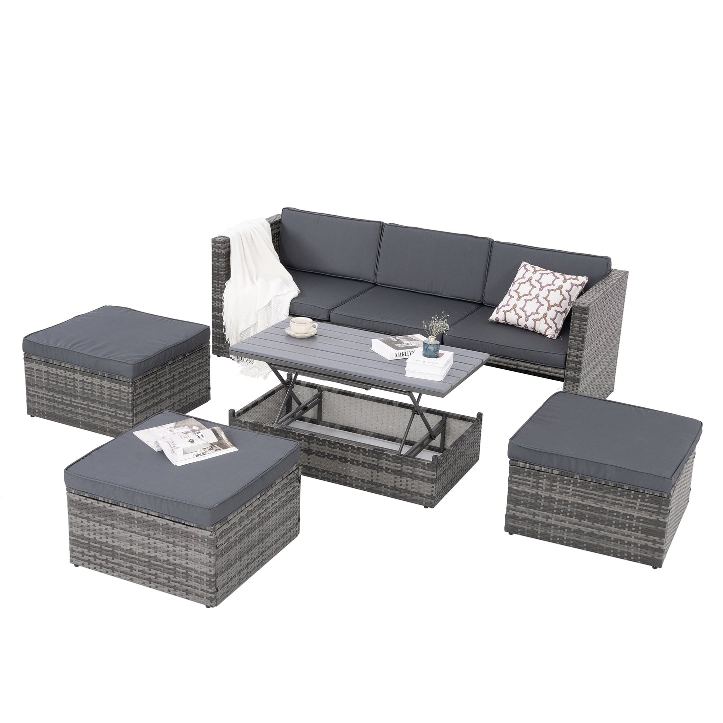 5-Piece Outdoor Wicker Patio Furniture Set