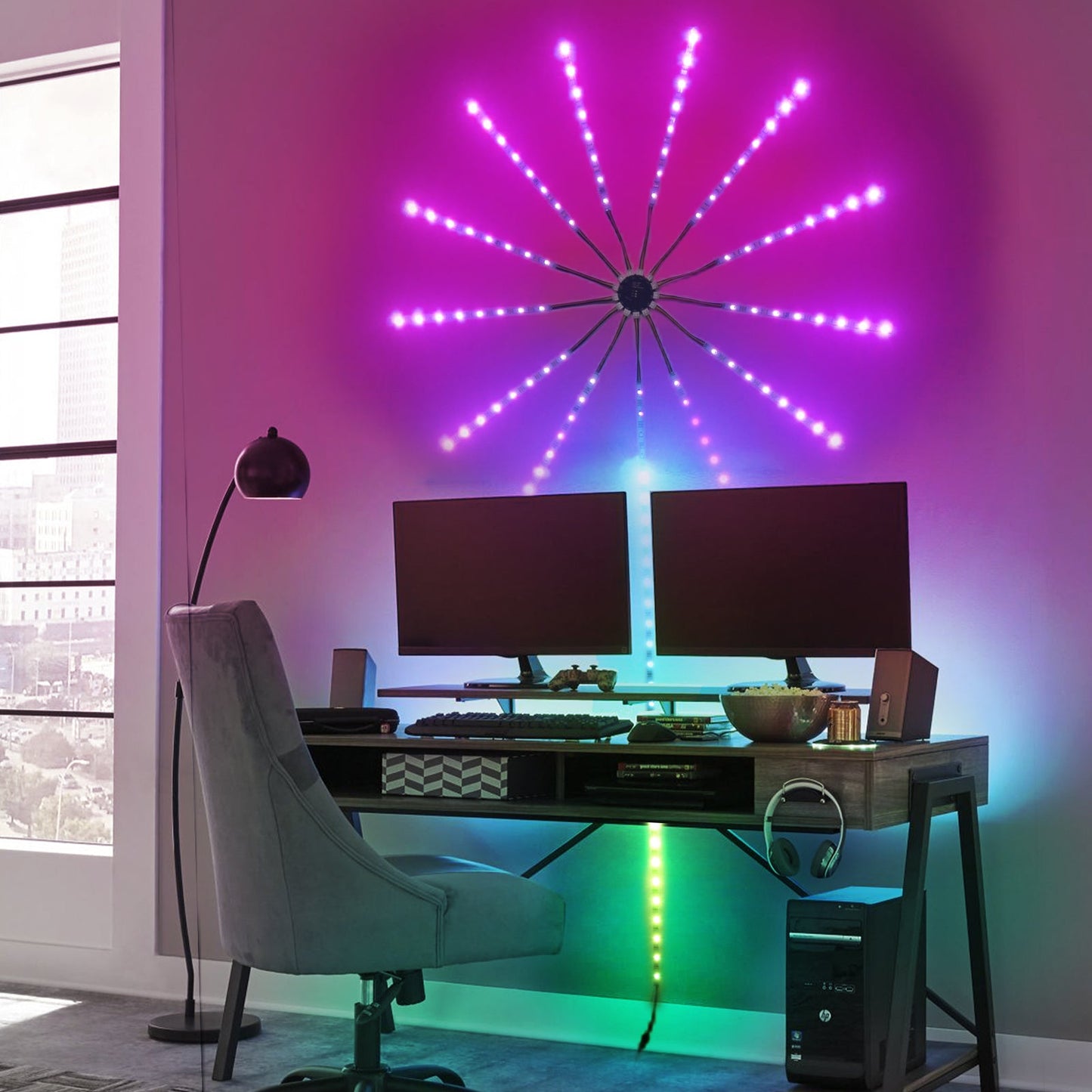 LED Sound-Activated Fireworks Rhythm Light