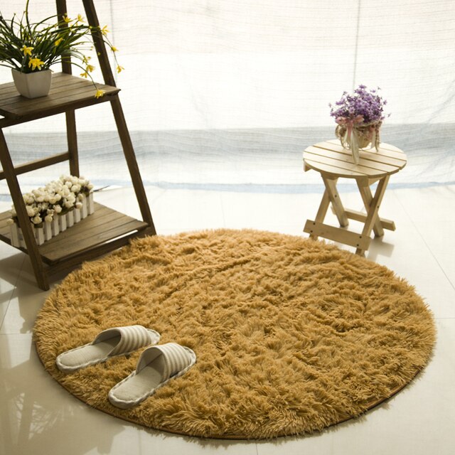  Faux Fur Area Rug  - Fluffy Round Faux Fur Area Rug 