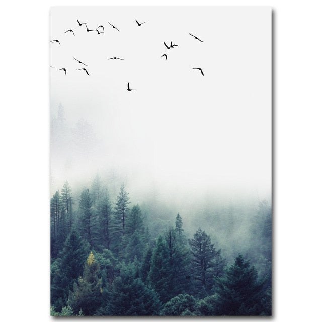 Nordic Forest Landscape Canvas Wall Art