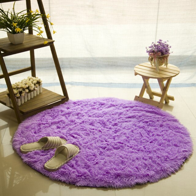  Faux Fur Area Rug  - Fluffy Round Faux Fur Area Rug 