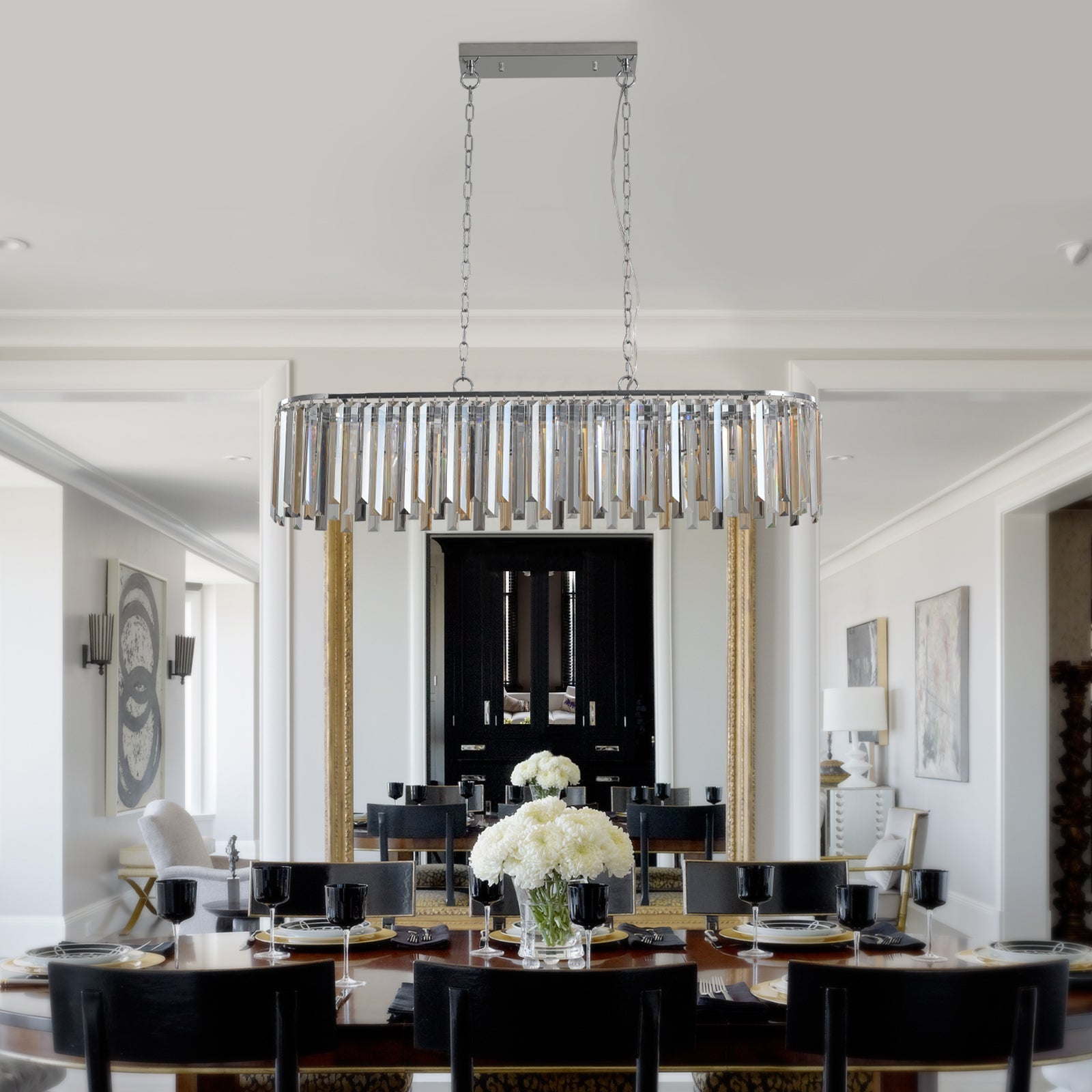 Ceiling Chandelier  -  Modern Oval Crystal Ceiling Chandelier