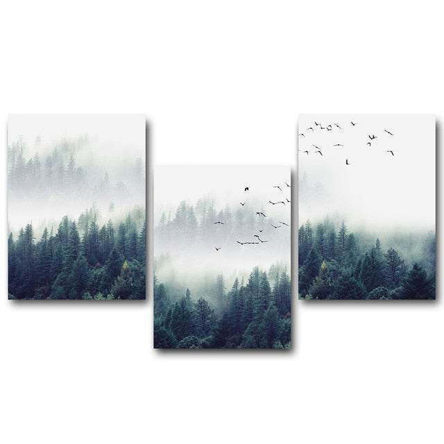 Nordic Forest Landscape Canvas Wall Art