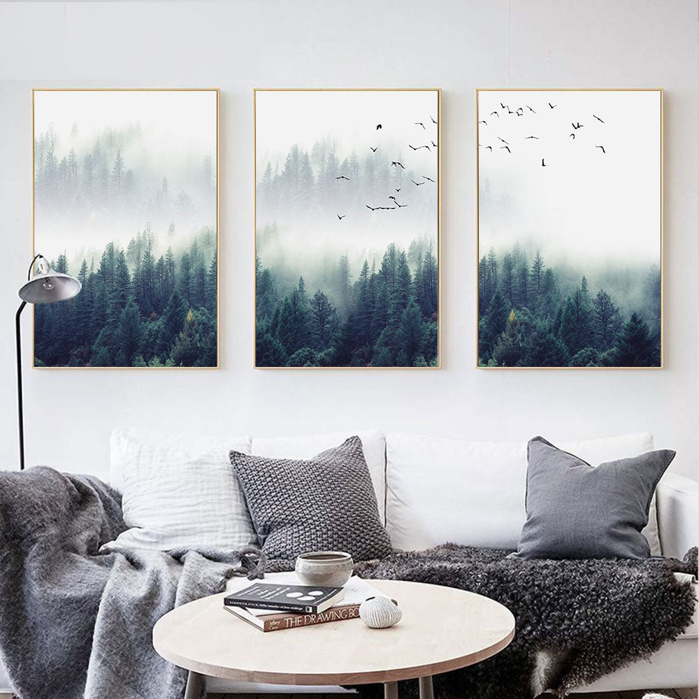 Landscape Canvas Wall Art - Nordic Forest Landscape Canvas Wall Art 