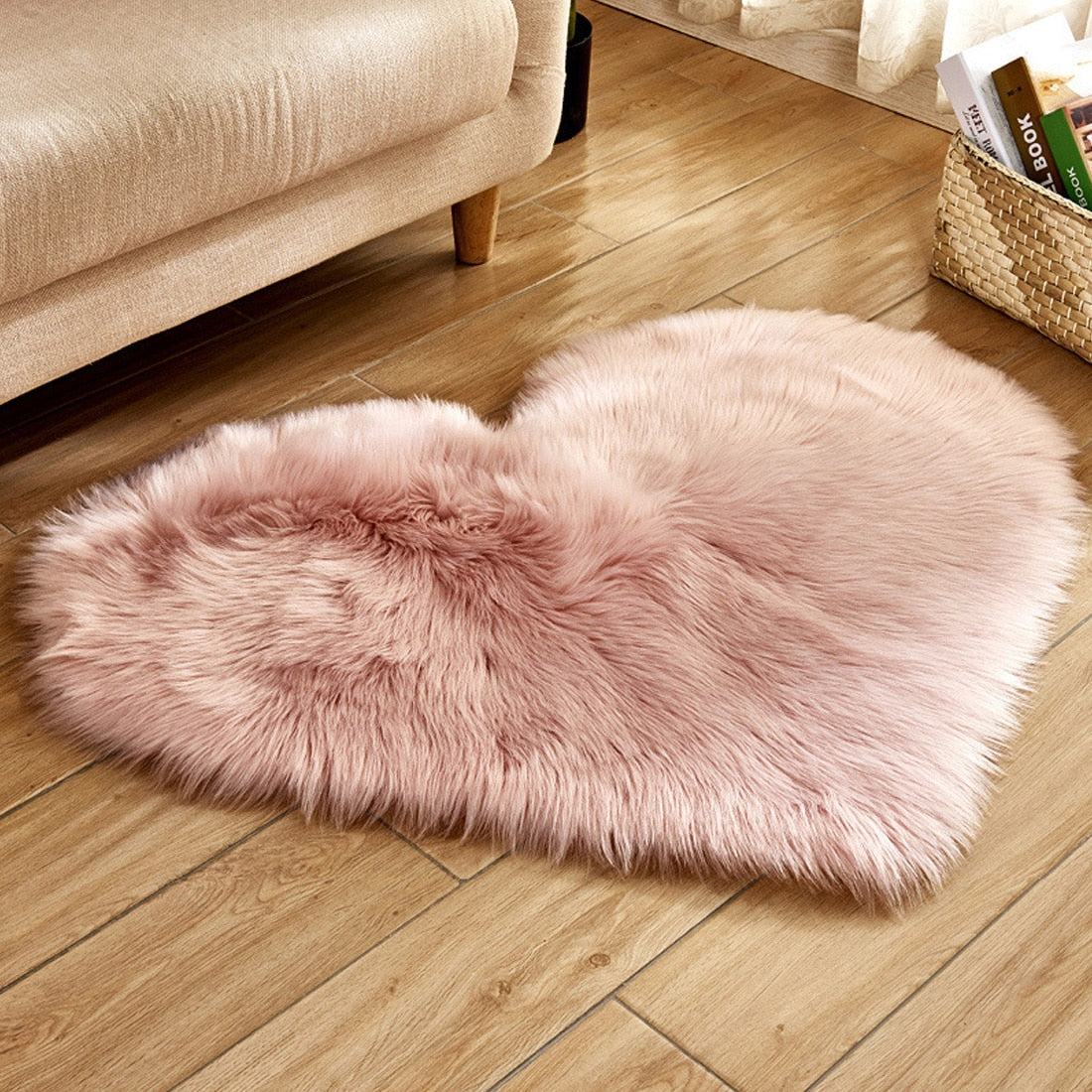 Fluffy Love Heart Faux Fur Area Rug