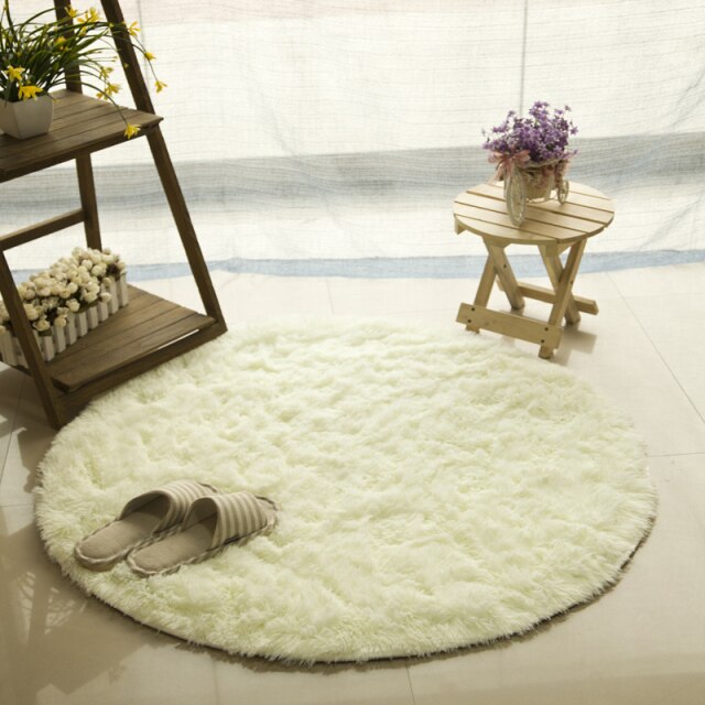  Faux Fur Area Rug  - Fluffy Round Faux Fur Area Rug 