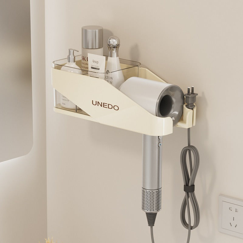 Cream Wall-Mounted Hair Dryer Rack