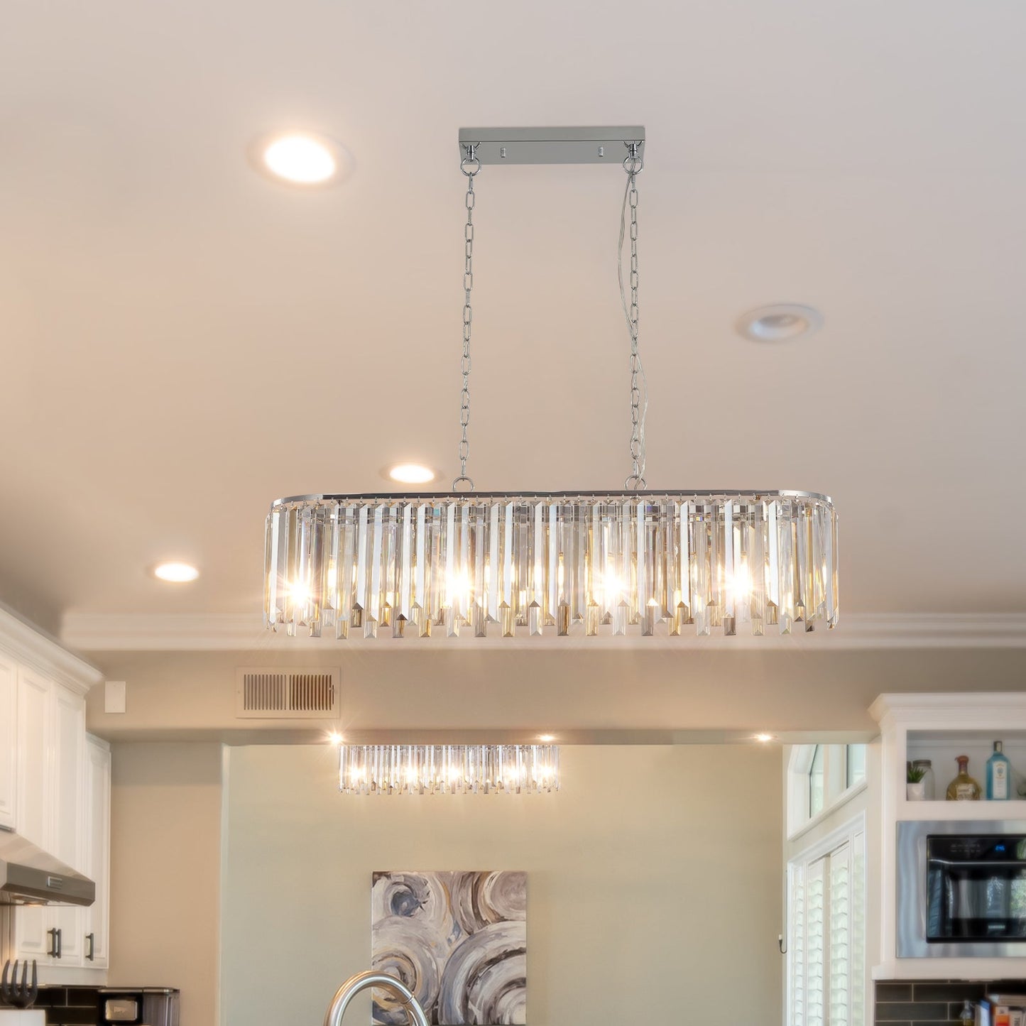 Ceiling Chandelier  -  Modern Oval Crystal Ceiling Chandelier