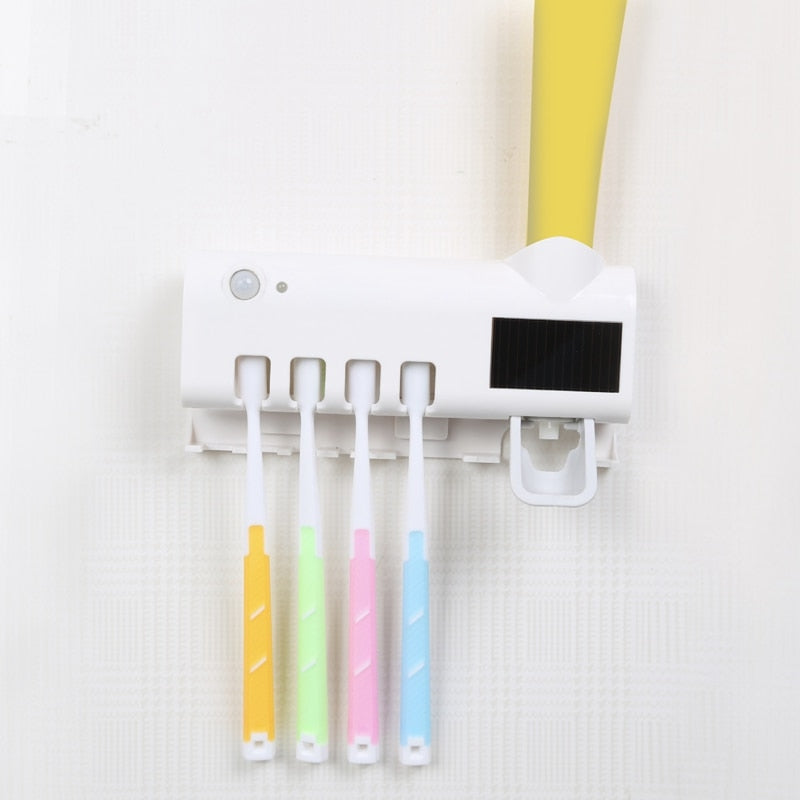 Smart Wall Toothbrush Holder with Automatic Toothpaste Squeezer