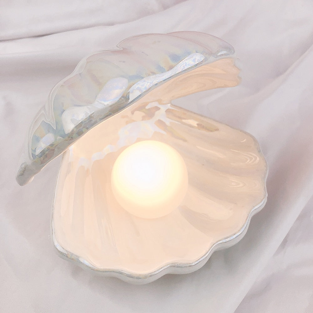 Japanese Style Ceramic Shell Pearl Night Light