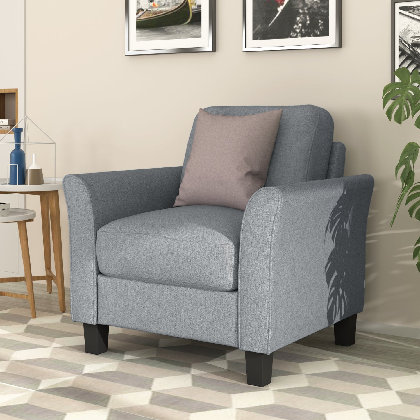 Gray Armrest Single Sofa