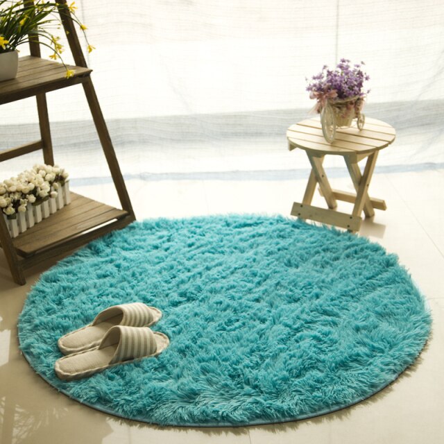  Faux Fur Area Rug  - Fluffy Round Faux Fur Area Rug 