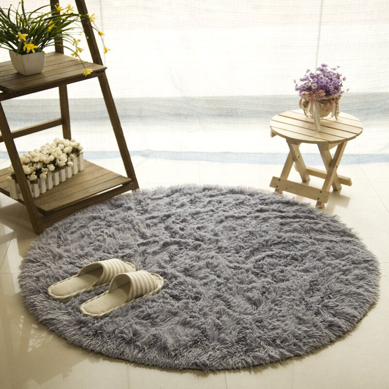  Faux Fur Area Rug  - Fluffy Round Faux Fur Area Rug 