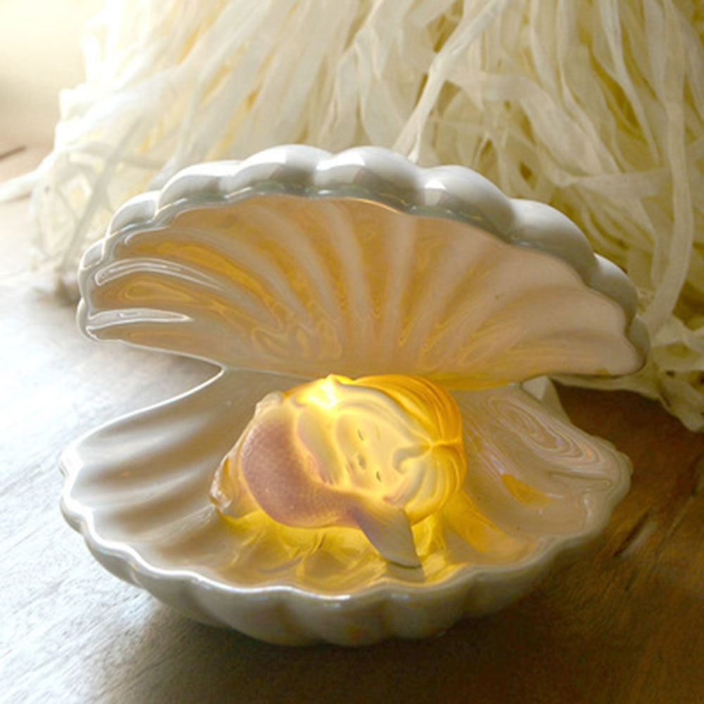 Japanese Style Ceramic Shell Pearl Night Light