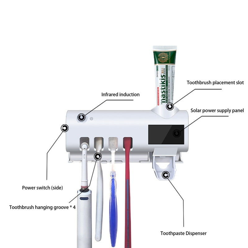 Smart Wall Toothbrush Holder with Automatic Toothpaste Squeezer