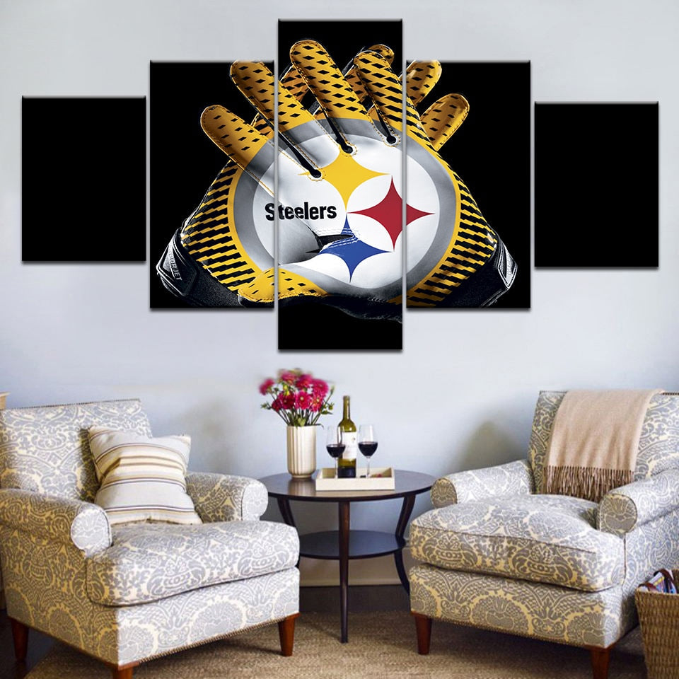 pittsburg steelers Gloves Football - 5 Panel Canva Art wall Decor