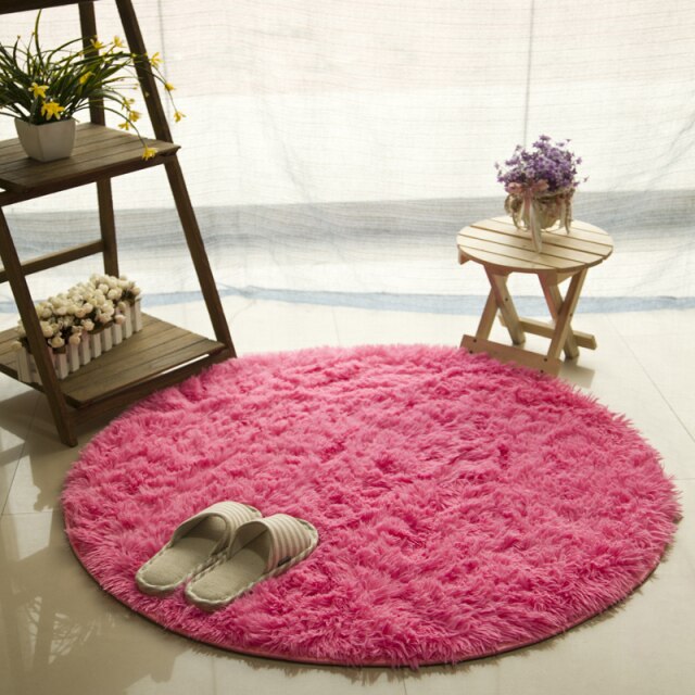  Faux Fur Area Rug  - Fluffy Round Faux Fur Area Rug 