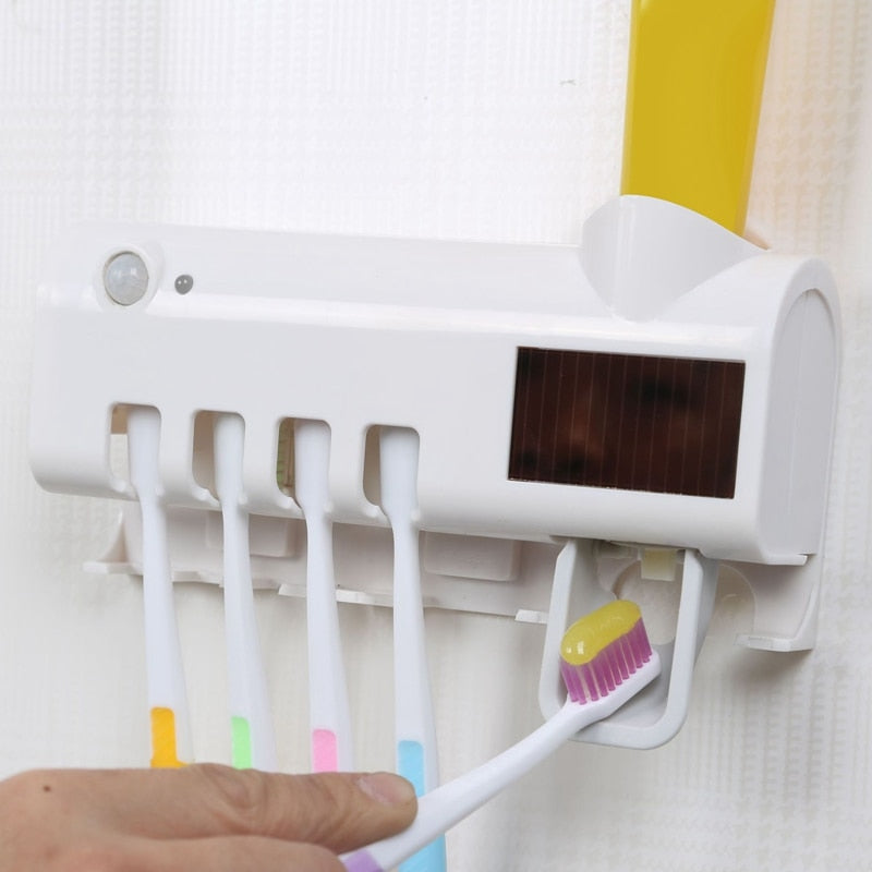 Smart Wall Toothbrush Holder with Automatic Toothpaste Squeezer