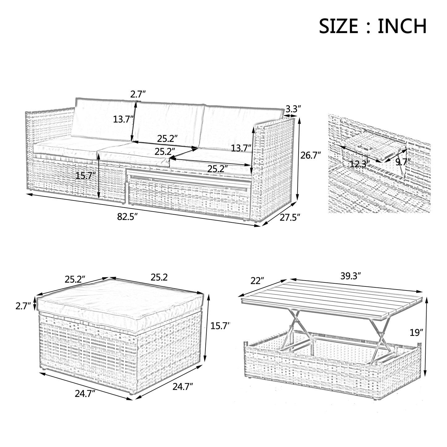 5-Piece Outdoor Wicker Patio Furniture Set