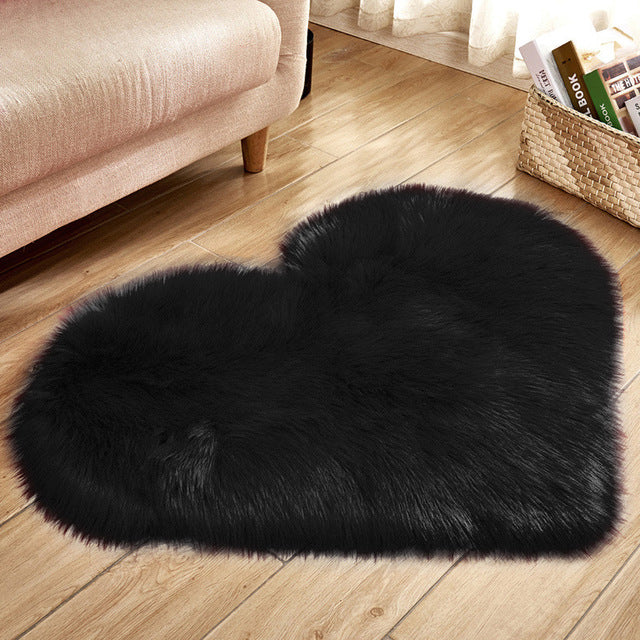 Fluffy Love Heart Faux Fur Area Rug