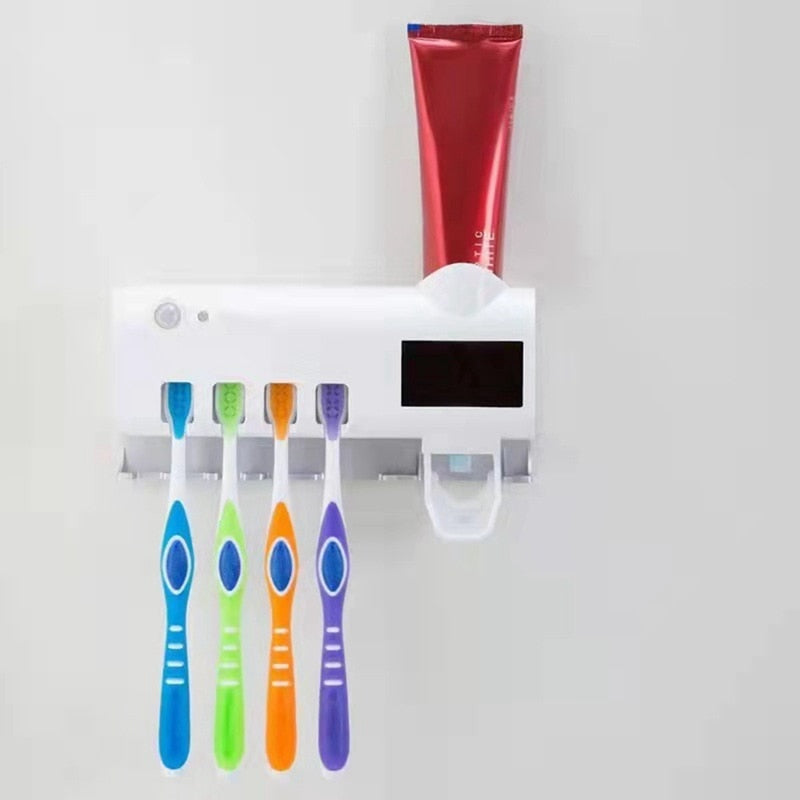 Smart Wall Toothbrush Holder with Automatic Toothpaste Squeezer