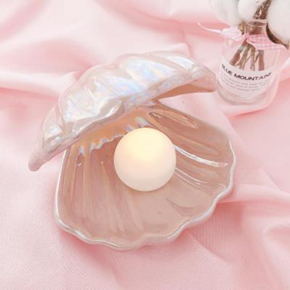 Japanese Style Ceramic Shell Pearl Night Light