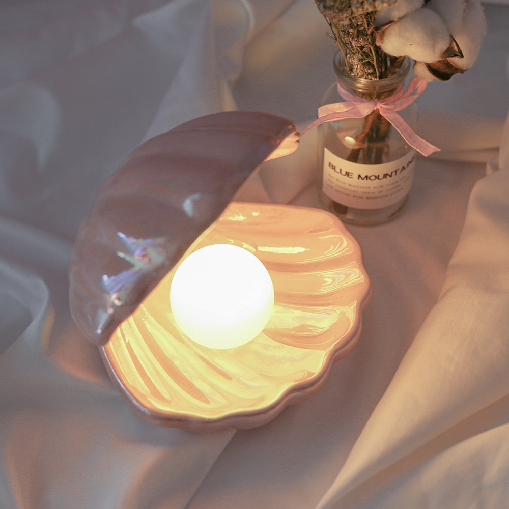 Japanese Style Ceramic Shell Pearl Night Light