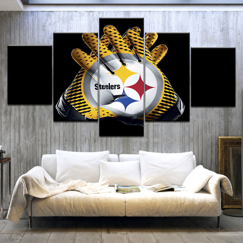 pittsburg steelers Gloves Football - 5 Panel Canva Art wall Decor