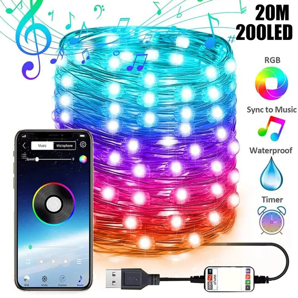 200 LED RGB String Lights -  LED RGB String Lights with Remote Control