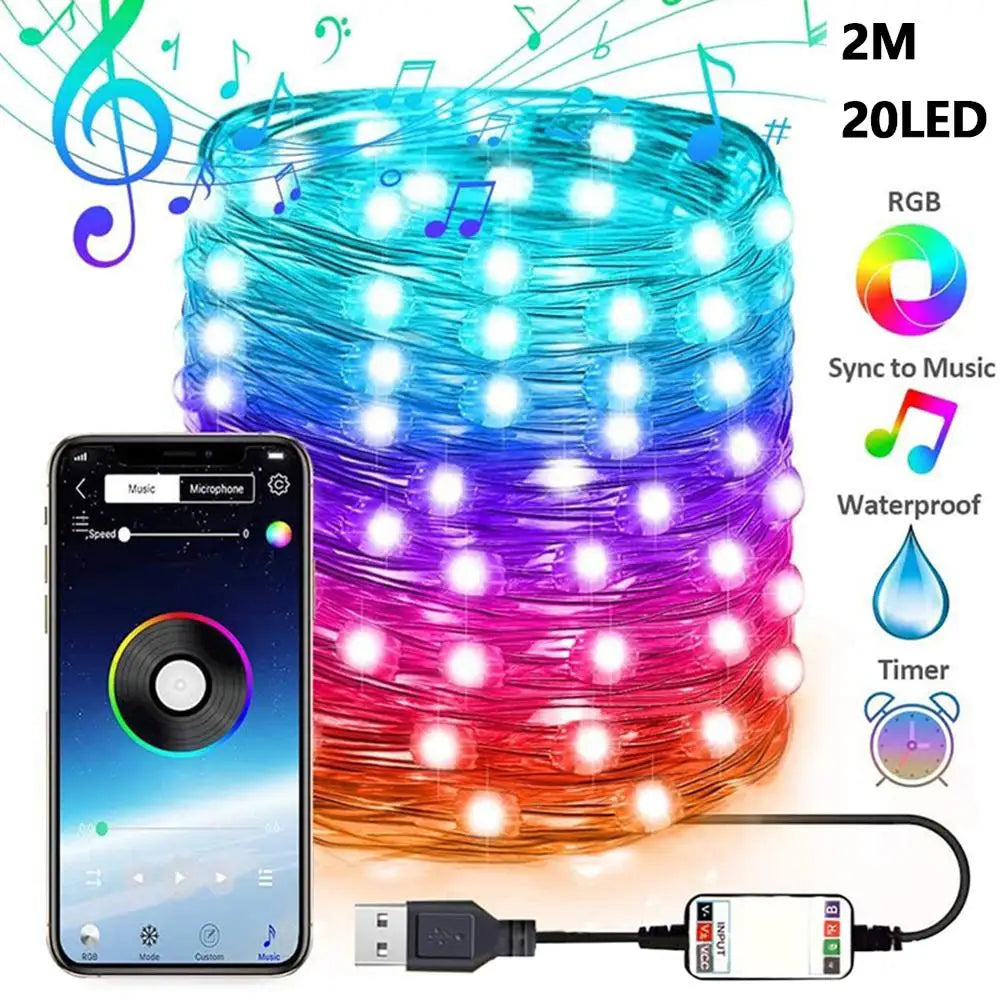 200 LED RGB String Lights -  LED RGB String Lights with Remote Control