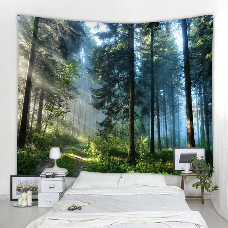 Beautiful Natural Forest Printed Large Wall Tapestry Wall Art Decor