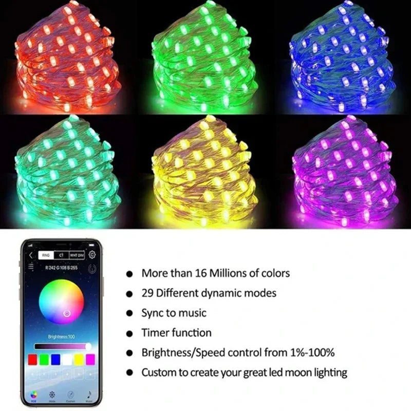 200 LED RGB String Lights -  LED RGB String Lights with Remote Control