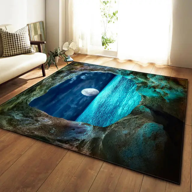 3D Galaxy Space Flannel Area Rug