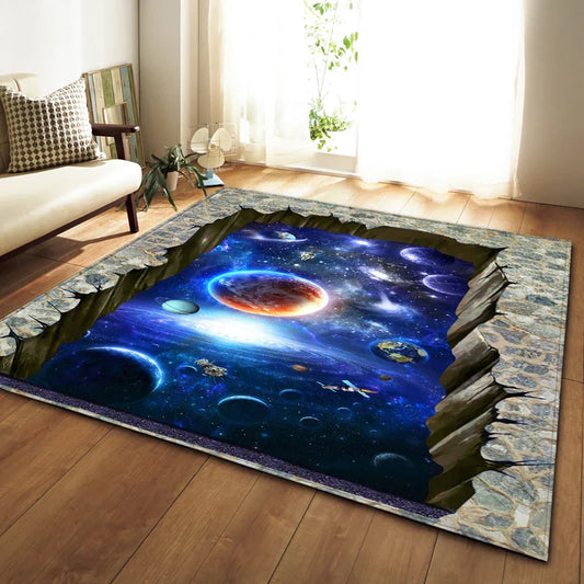 3D Galaxy Space Flannel Area Rug