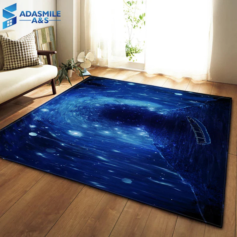 3D Galaxy Space Flannel Area Rug